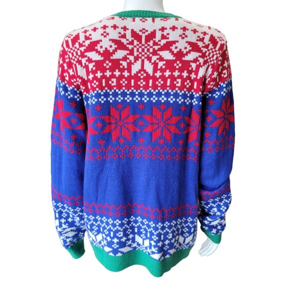 Holiday Time Womens Ugly Christmas Sweater Sz Large Santa XMas Holiday Fair Isle - Picture 4 of 6